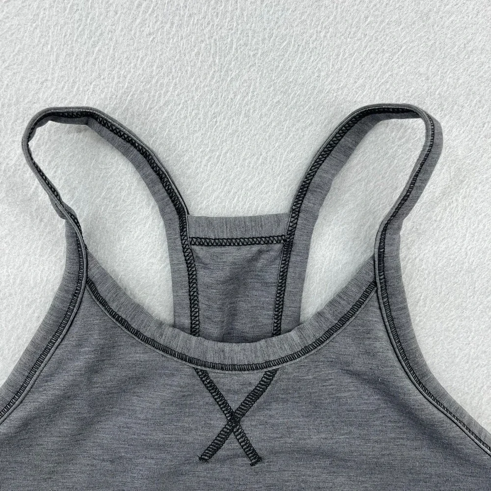 Nike Womens Racerback Sports‎ Bra Heather Charcoal Grey Logo Band Small